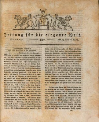 Zeitung für die elegante Welt Montag 23. November 1807