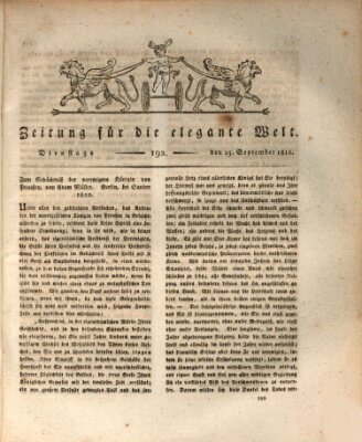 Zeitung für die elegante Welt Dienstag 25. September 1810