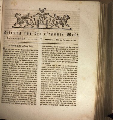 Zeitung für die elegante Welt Donnerstag 9. Januar 1812