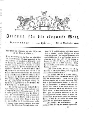 Zeitung für die elegante Welt Donnerstag 29. September 1814