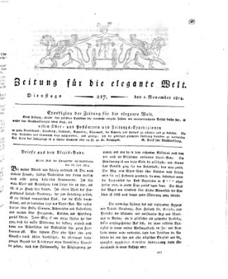 Zeitung für die elegante Welt Dienstag 1. November 1814
