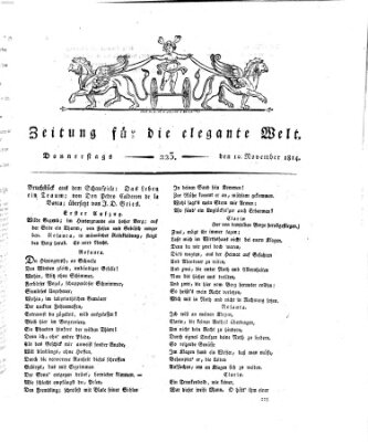 Zeitung für die elegante Welt Donnerstag 10. November 1814
