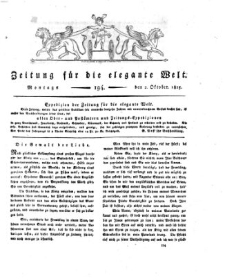 Zeitung für die elegante Welt Montag 2. Oktober 1815
