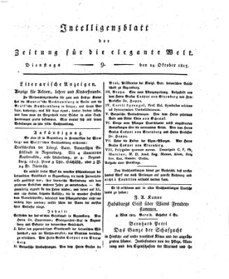 Zeitung für die elegante Welt Dienstag 24. Oktober 1815