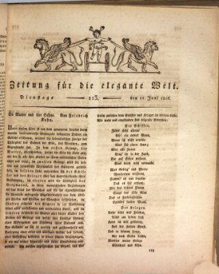Zeitung für die elegante Welt Dienstag 11. Juni 1816
