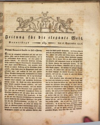Zeitung für die elegante Welt Donnerstag 26. September 1816