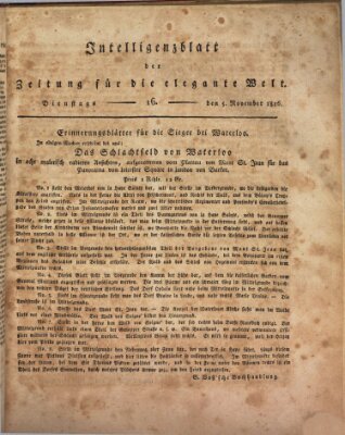 Zeitung für die elegante Welt Dienstag 5. November 1816