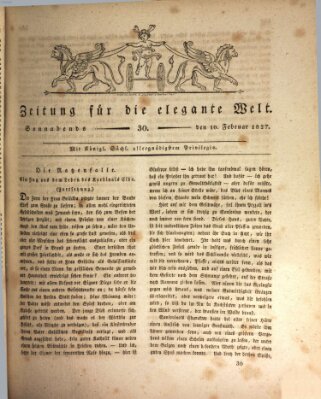 Zeitung für die elegante Welt Samstag 10. Februar 1827