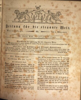 Zeitung für die elegante Welt Donnerstag 1. März 1827