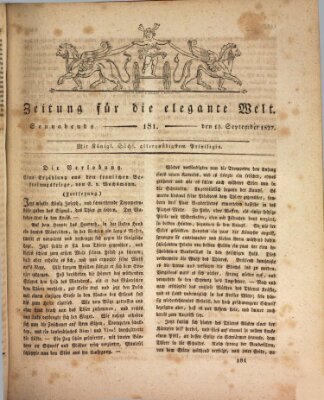 Zeitung für die elegante Welt Samstag 15. September 1827