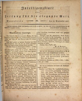 Zeitung für die elegante Welt Samstag 29. September 1827