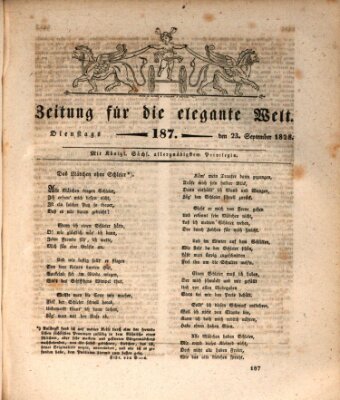 Zeitung für die elegante Welt Dienstag 23. September 1828
