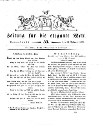 Zeitung für die elegante Welt Samstag 14. Februar 1829