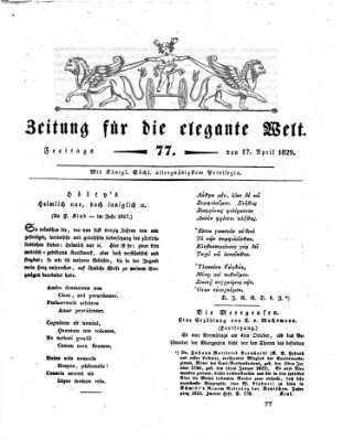 Zeitung für die elegante Welt Freitag 17. April 1829