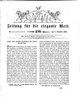 Zeitung für die elegante Welt Samstag 5. Dezember 1829