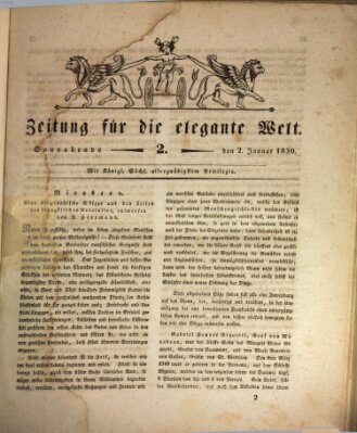 Zeitung für die elegante Welt Samstag 2. Januar 1830