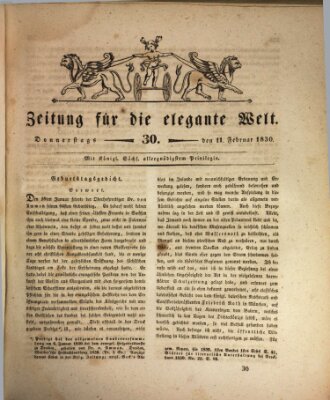 Zeitung für die elegante Welt Donnerstag 11. Februar 1830