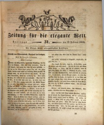 Zeitung für die elegante Welt Freitag 12. Februar 1830
