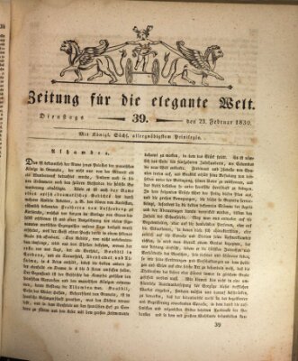 Zeitung für die elegante Welt Dienstag 23. Februar 1830