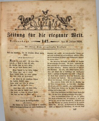 Zeitung für die elegante Welt Donnerstag 29. Juli 1830