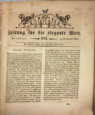Zeitung für die elegante Welt Dienstag 31. August 1830