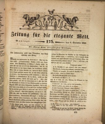Zeitung für die elegante Welt Montag 6. September 1830