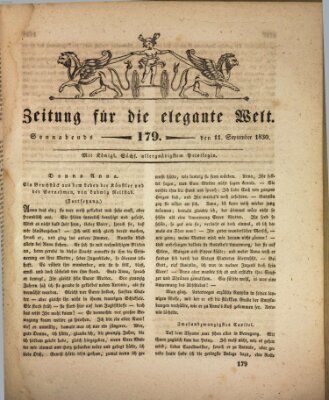 Zeitung für die elegante Welt Samstag 11. September 1830
