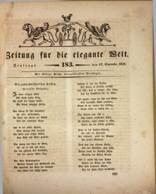 Zeitung für die elegante Welt Freitag 17. September 1830