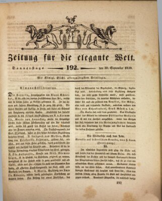 Zeitung für die elegante Welt Donnerstag 30. September 1830