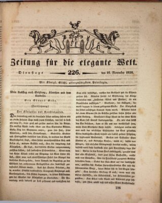 Zeitung für die elegante Welt Dienstag 16. November 1830