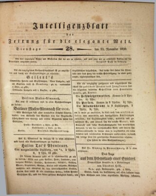 Zeitung für die elegante Welt Dienstag 23. November 1830