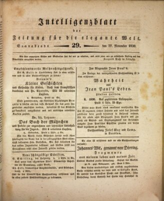 Zeitung für die elegante Welt Samstag 27. November 1830