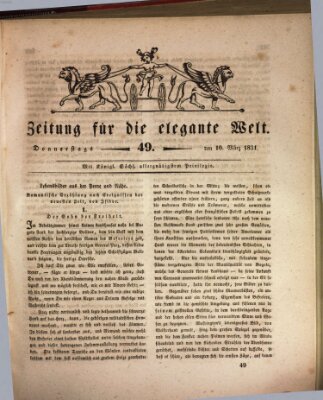 Zeitung für die elegante Welt Donnerstag 10. März 1831