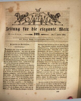 Zeitung für die elegante Welt Dienstag 7. Juni 1831