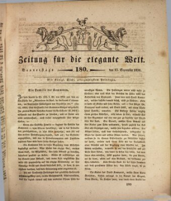 Zeitung für die elegante Welt Donnerstag 15. September 1831