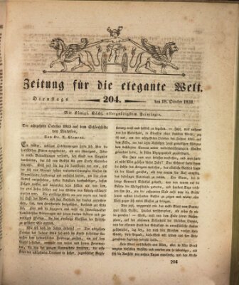 Zeitung für die elegante Welt Dienstag 18. Oktober 1831
