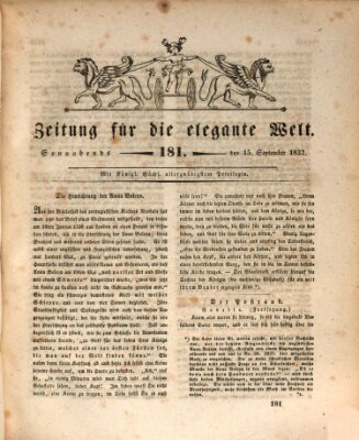 Zeitung für die elegante Welt Samstag 15. September 1832