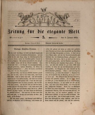 Zeitung für die elegante Welt Montag 7. Januar 1833