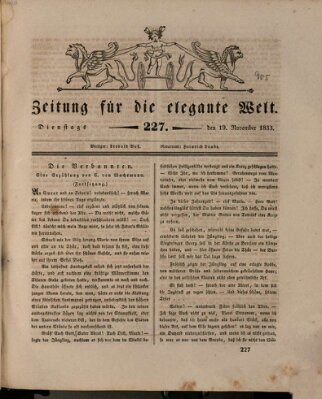 Zeitung für die elegante Welt Dienstag 19. November 1833