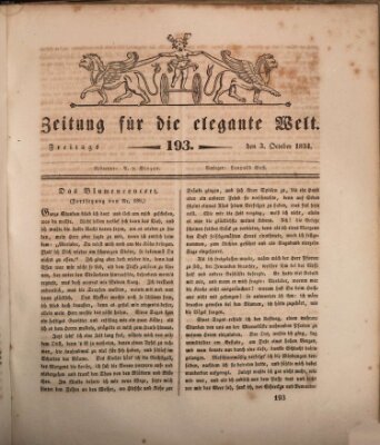 Zeitung für die elegante Welt Freitag 3. Oktober 1834