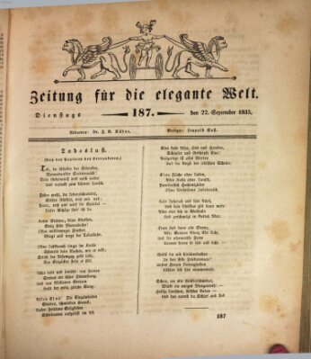 Zeitung für die elegante Welt Dienstag 22. September 1835