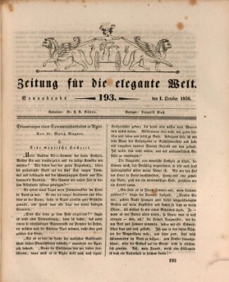 Zeitung für die elegante Welt Samstag 1. Oktober 1836