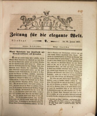 Zeitung für die elegante Welt Dienstag 10. Januar 1837