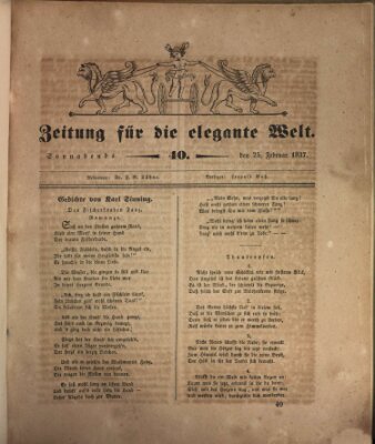 Zeitung für die elegante Welt Samstag 25. Februar 1837