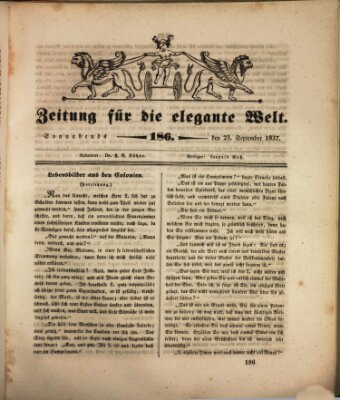 Zeitung für die elegante Welt Samstag 23. September 1837