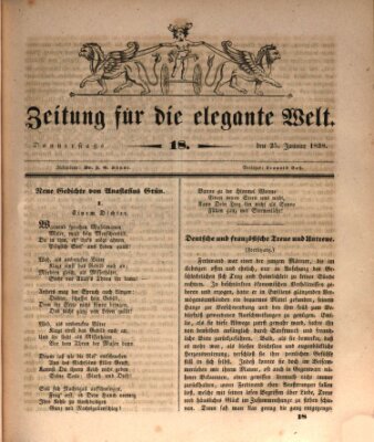 Zeitung für die elegante Welt Donnerstag 25. Januar 1838
