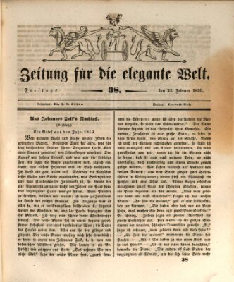 Zeitung für die elegante Welt Freitag 22. Februar 1839