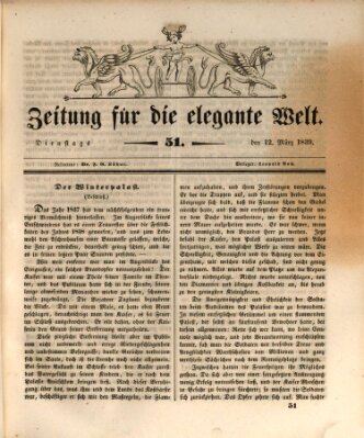 Zeitung für die elegante Welt Dienstag 12. März 1839