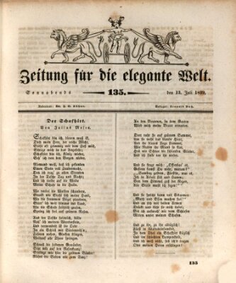 Zeitung für die elegante Welt Samstag 13. Juli 1839