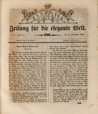 Zeitung für die elegante Welt Dienstag 17. November 1840